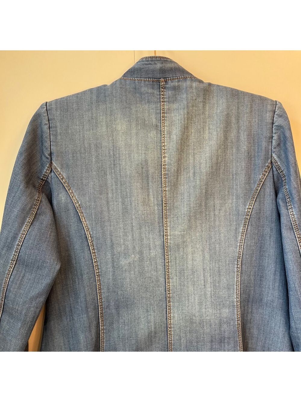 Vintage 1970s Denim Maxi Shirt Dress Western Rodeo Ankle Length Sheath ~Size M/L - Picture 8 of 16